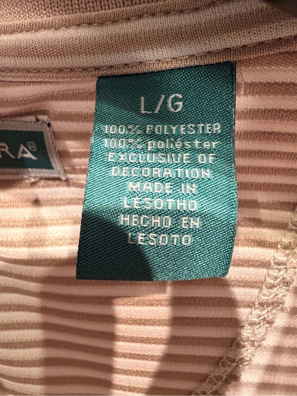 Cubavera Mens Tan Strip Pattern Short Sleeve Collard Polo Shirt Size Large - Picture 5 of 9